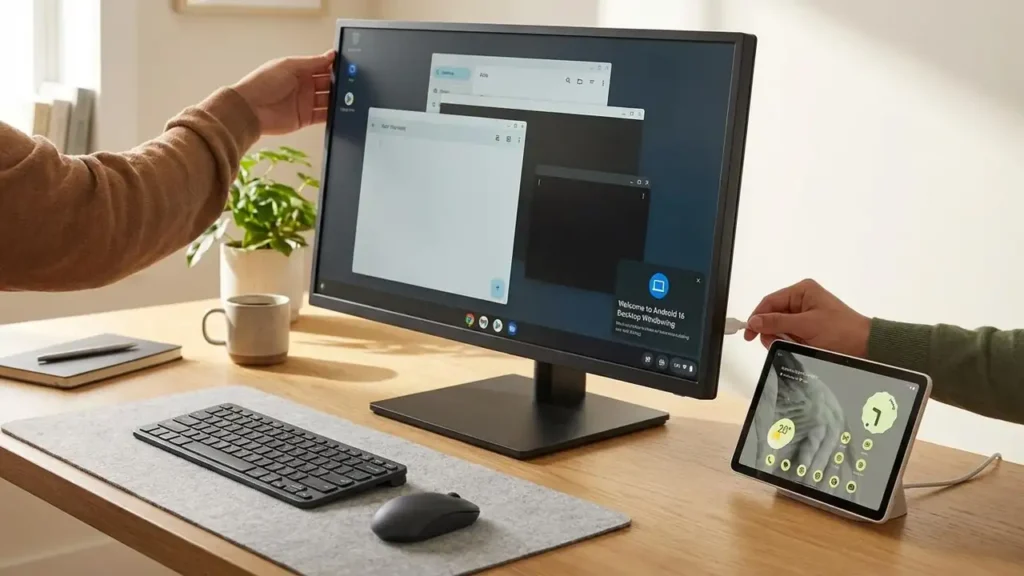 Android 16 desktop windowing on Pixel Tablet