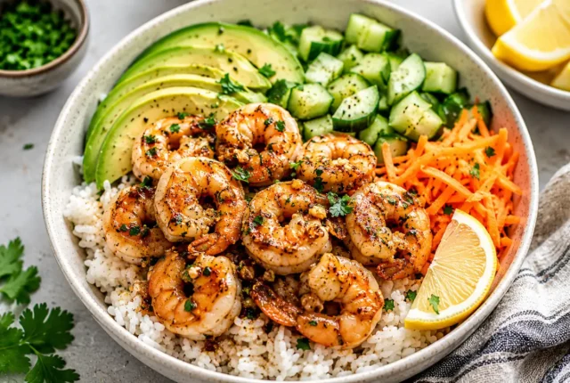 Garlic Butter Shrimp Rice Bowls