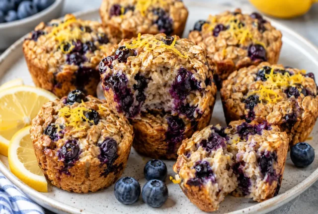 Lemon Blueberry Baked Oatmeal Cups