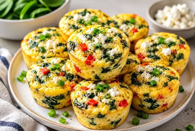 Spinach Feta Cottage Cheese Egg Bites